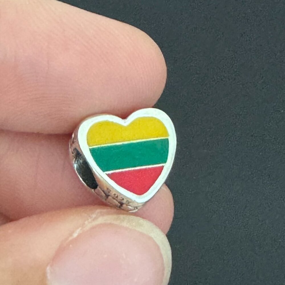 Pandora Lithuania Flag Heart Exclusive Charm